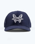 Navy Benchmade Trucker Hat - Straight Front View with Embroidered Logo | Benchmade Knife Co.