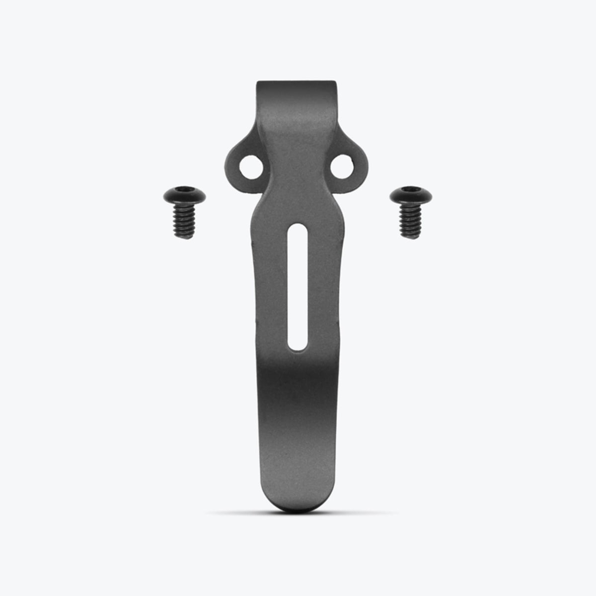 DLC Grey Deep Carry Pocket Clip with Mounting Screws - Front View | Benchmade Knife Co.