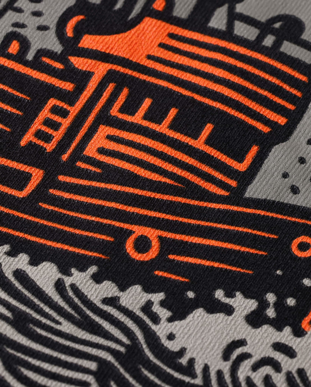 Trawler SS Tee Back Graphic Detail - Orange Trawler Vessel on Rough Seas Print | Benchmade Knife Co.