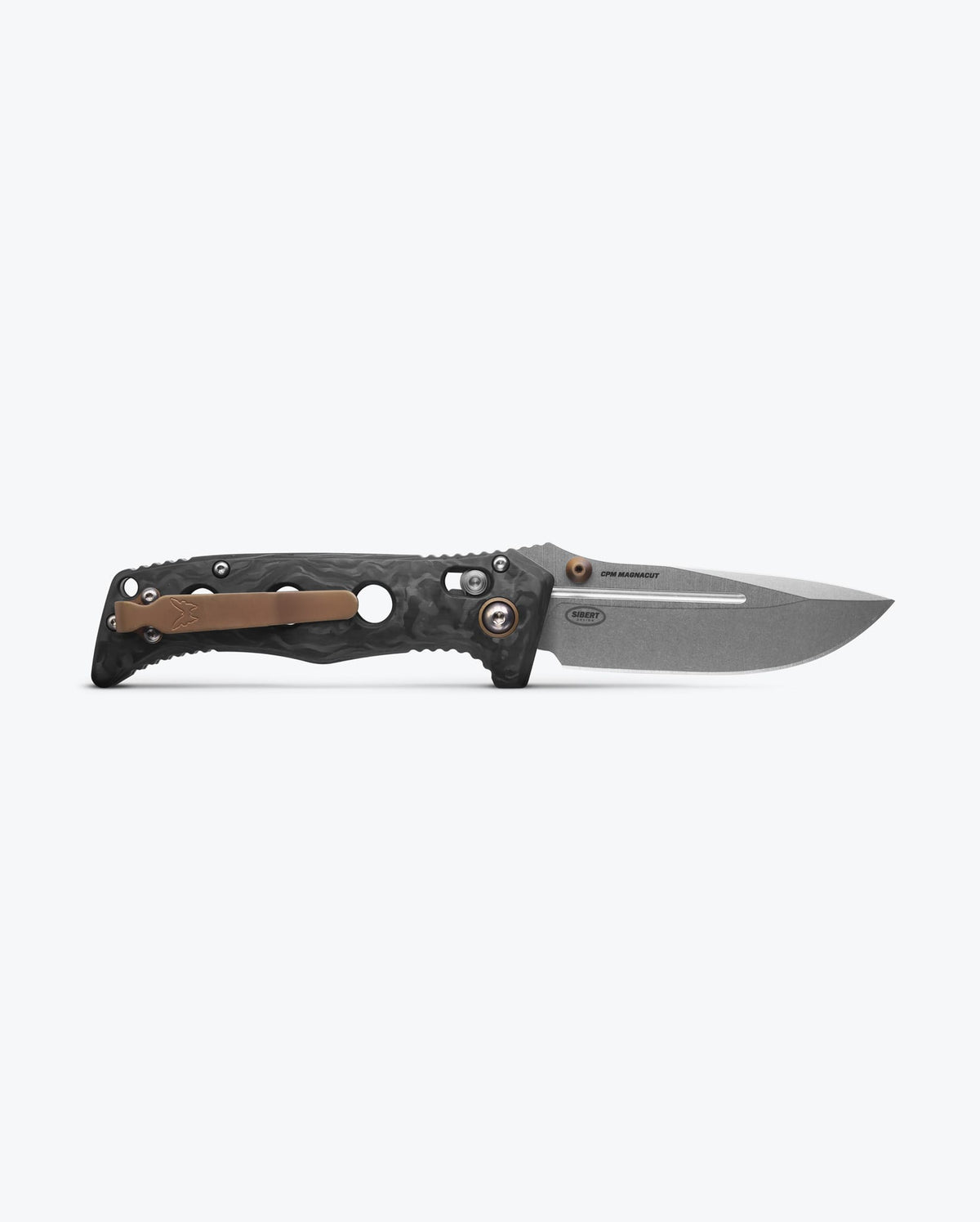 Mini Adamas® Marbled Carbon Fiber Drop-point - Open Back View | Benchmade Knife Co.