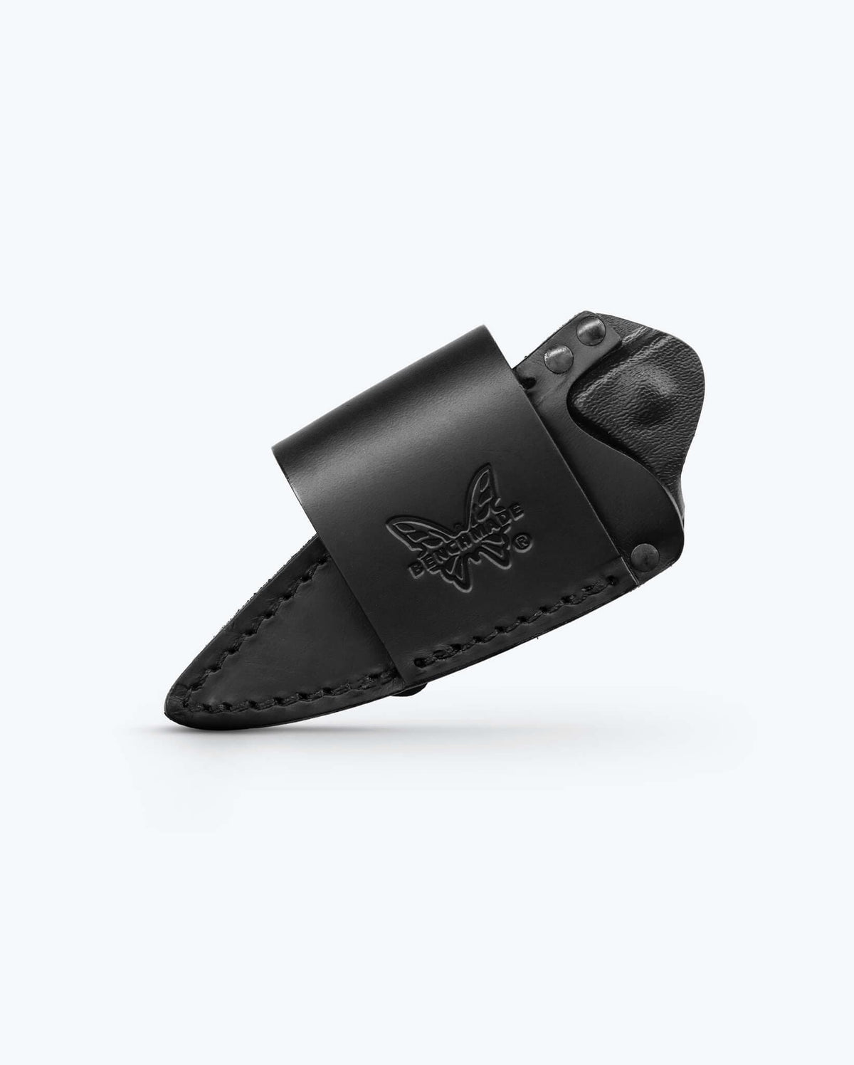 Black Leather 203 Dacian™ Sheath - Angled Tip Down View | Benchmade Knife Co.