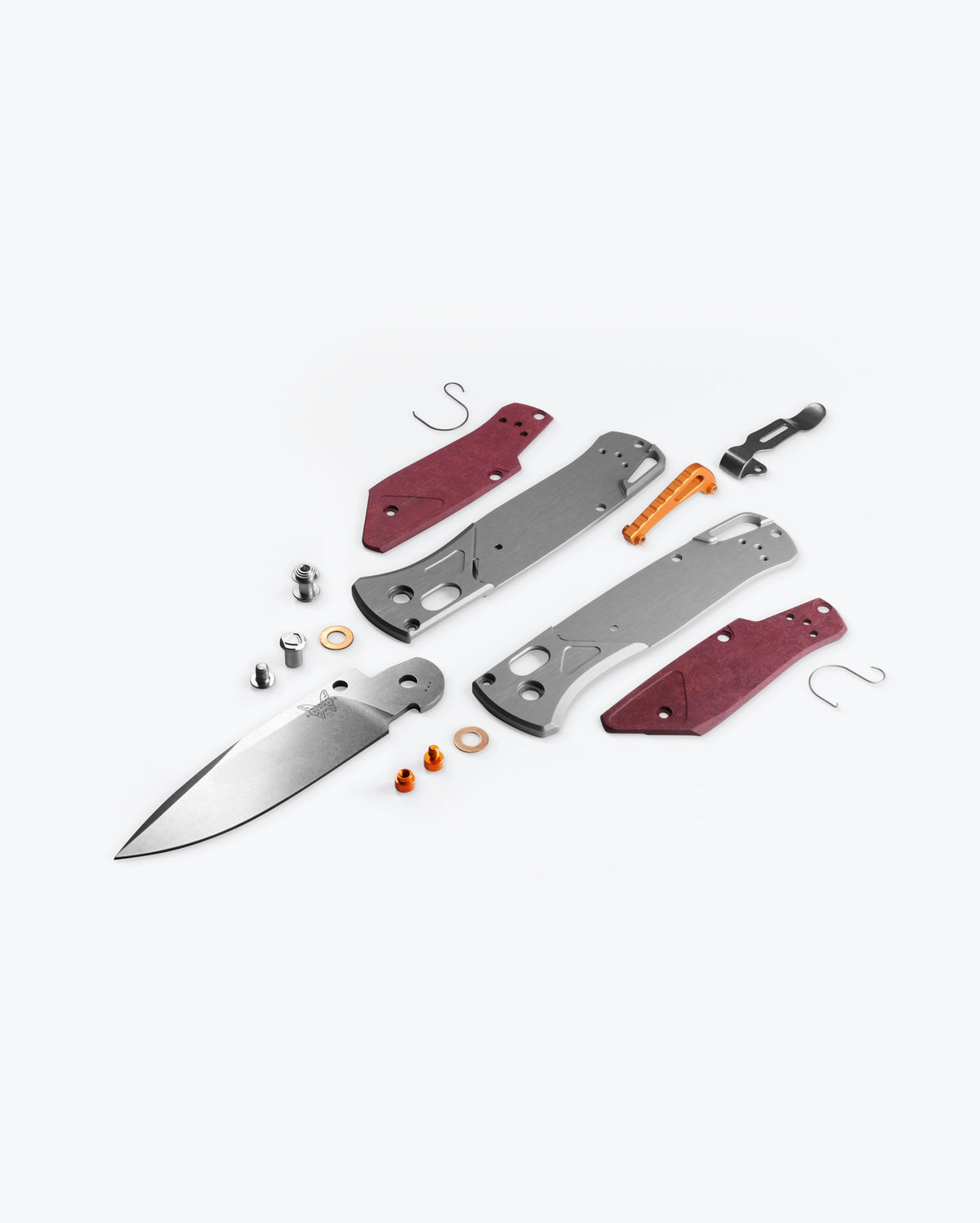 Bugout® Grey/Redstone Aluminum & Richlite - Exploded Parts Assembly View | Benchmade Knife Co.
