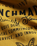 Quality Steel Basic Tee - Close-up Detail of Back Heritage Graphic | Benchmade Knife Co.