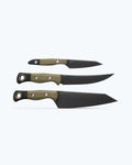 3 Piece Set OD Green G10 Kitchen Knives - Unsheathed Front View | Benchmade Knife Co.