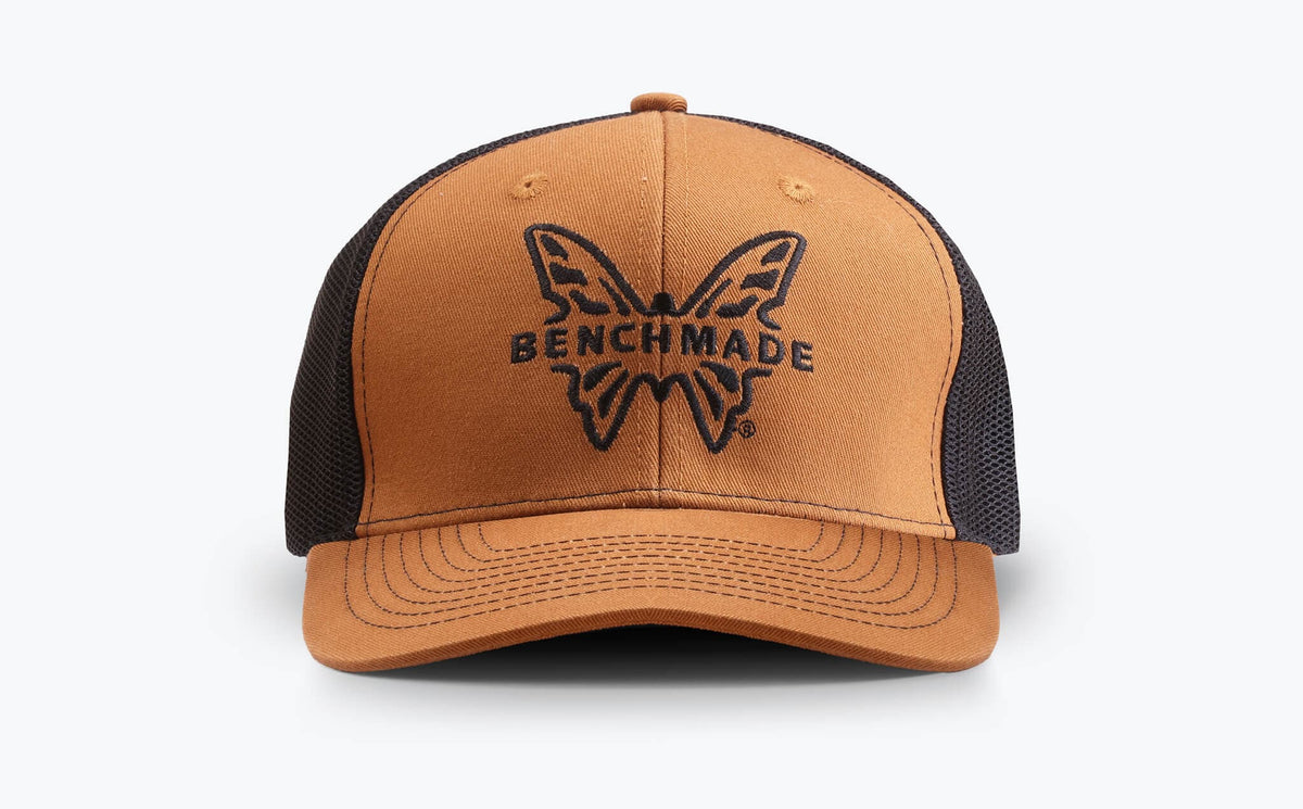 Caramel Black Benchmade Classic Trucker Hat - Straight On View | Benchmade Knife Co.