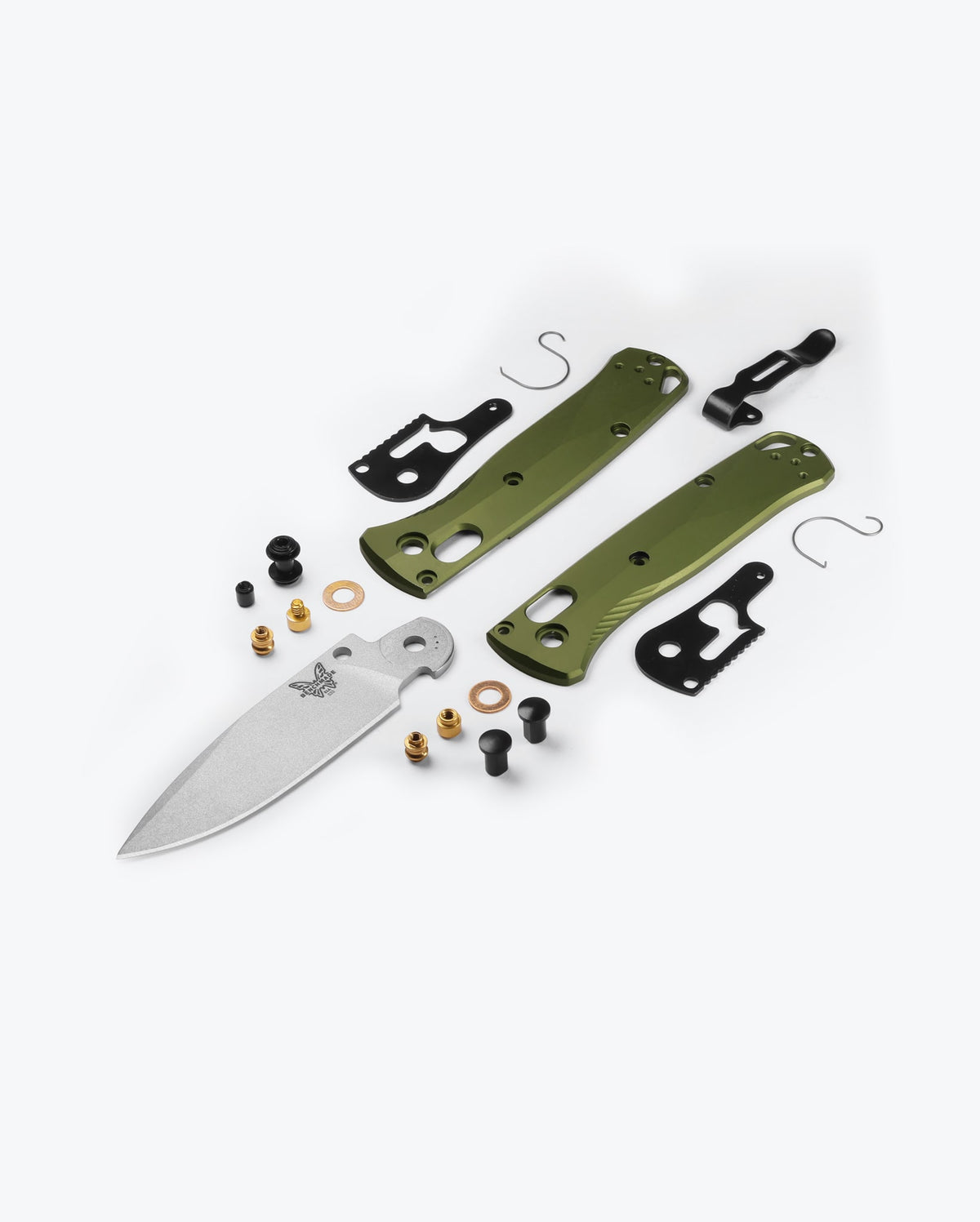 Mini Bugout® Woodland Green Components - Exploded Assembly View | Benchmade Knife Co.