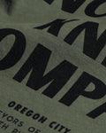 BKC Basic Tee - Close-up Company Text Print Detail | Benchmade Knife Co.