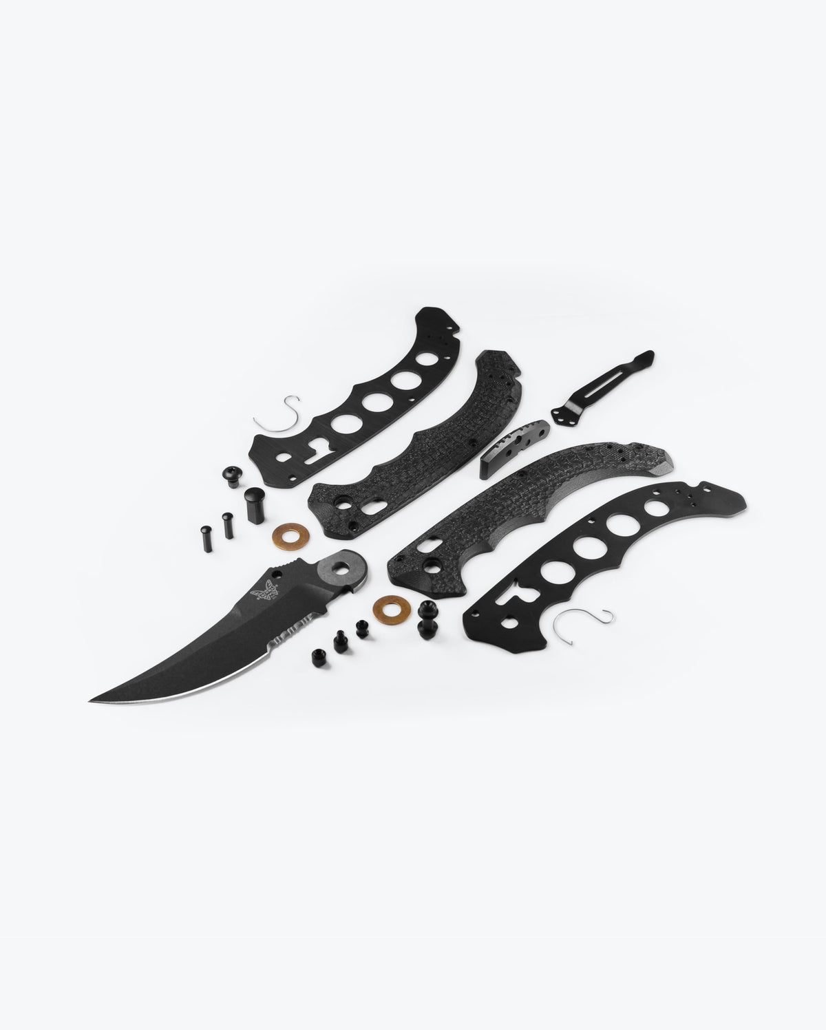 Benchmade Mini Bedlam Black Scimitar - Tactical Knife Exploded Parts View | Benchmade Knife Co.