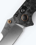 Benchmade Mini Bedlam Carbon Fiber Scimitar - Close-up Handle Detail | Benchmade Knife Co.