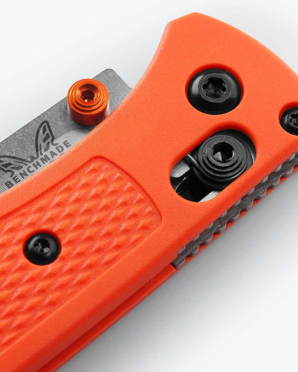 Mini Bugout® Orange Grivory® AXIS lock detail - Benchmade Knife Co.