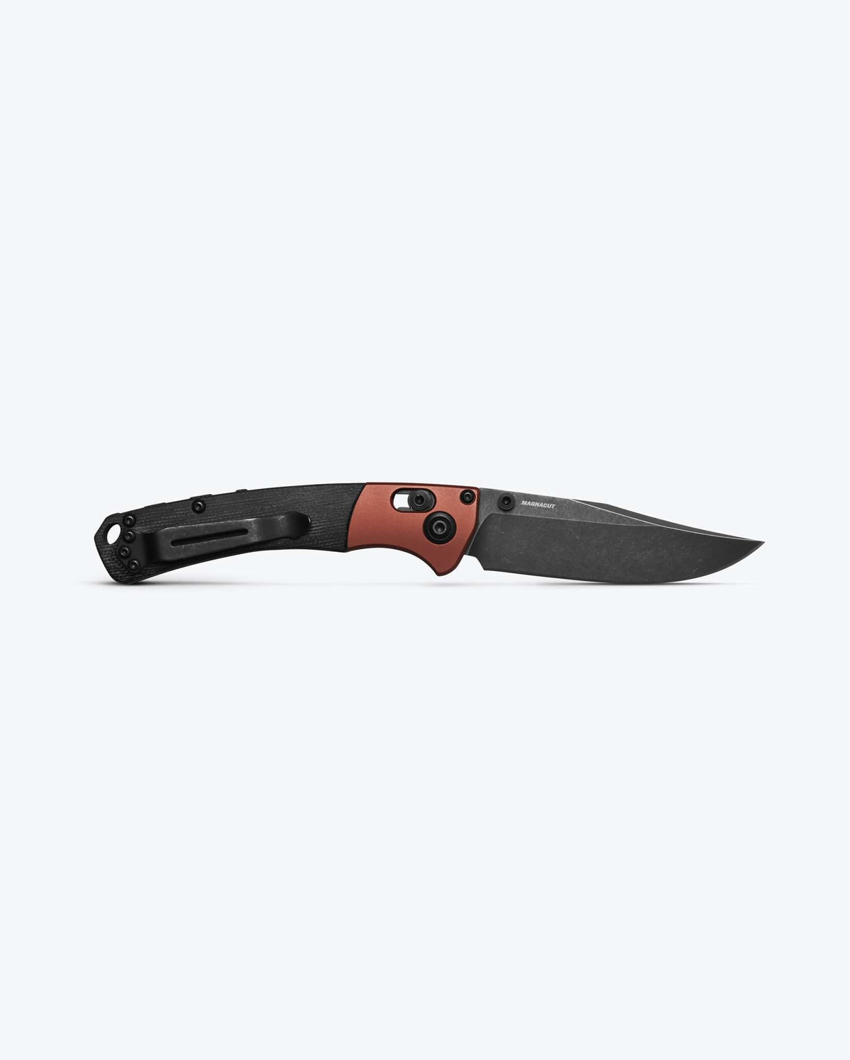 Mini Crooked River Burnt Copper Black Micarta - Open Back View | Benchmade Knife Co.