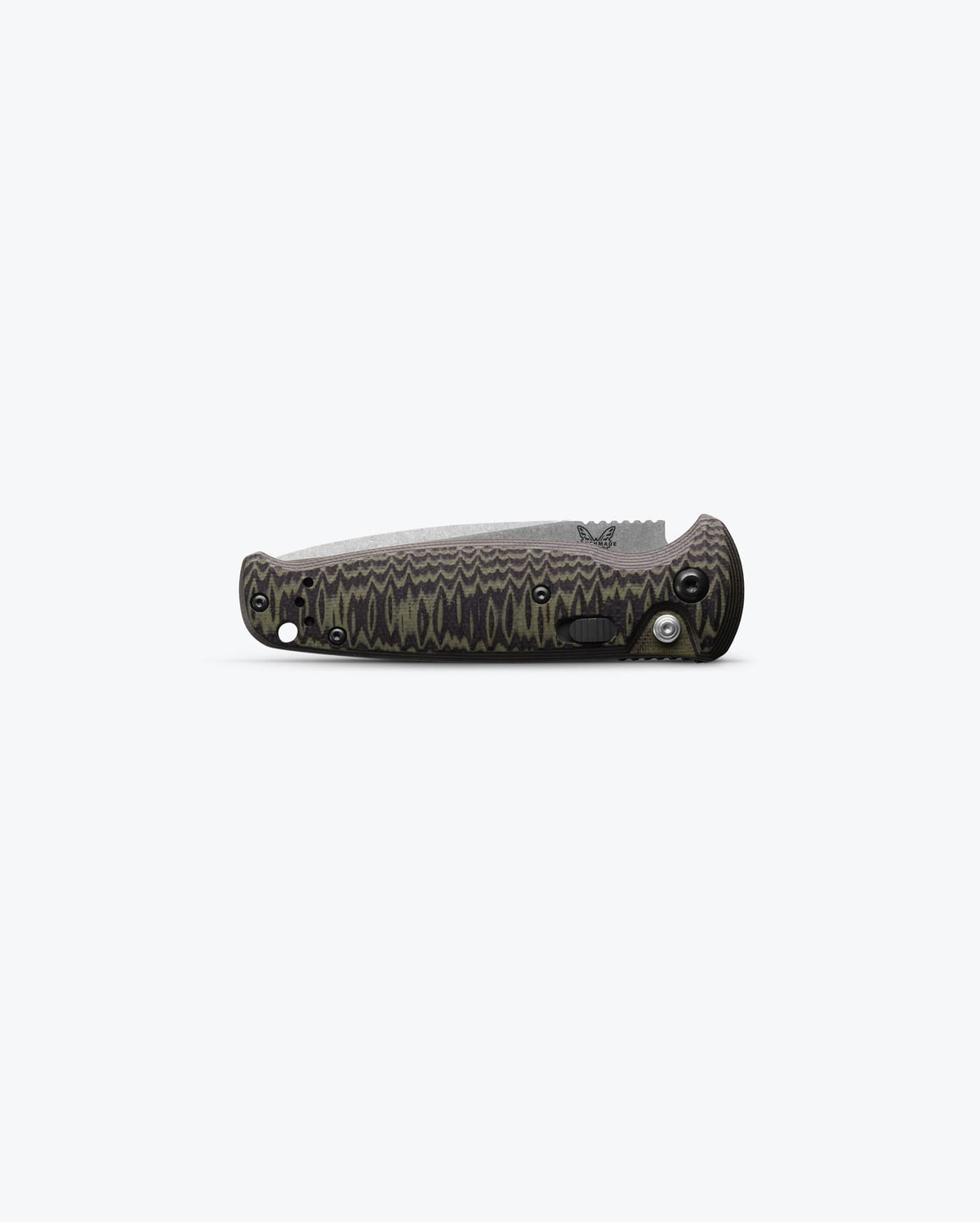 CLA Green & Black G10 knife front view, closed position - Benchmade Knife Co.