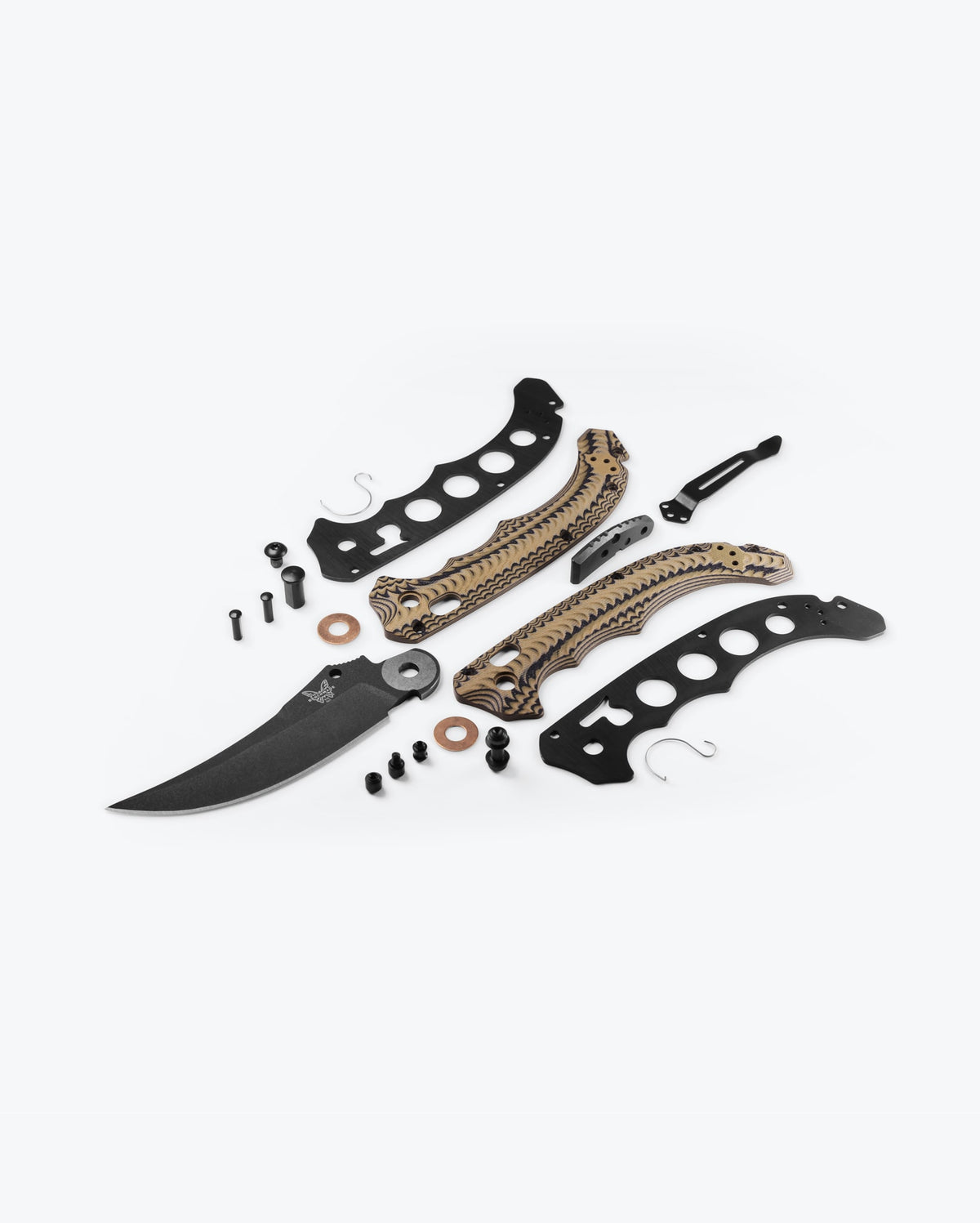 Mini Bedlam® Black/Coyote/OD Scimitar - Exploded Parts Assembly | Benchmade Knife Co.