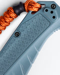 Depth Blue Adira™ Handle Detail - Textured Grip & Orange Lanyard | Benchmade Knife Co.
