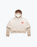 Cream Womens Logo Pullover Hoodie - Flat Lay Front View with Orange Logo | Benchmade Knife Co.
