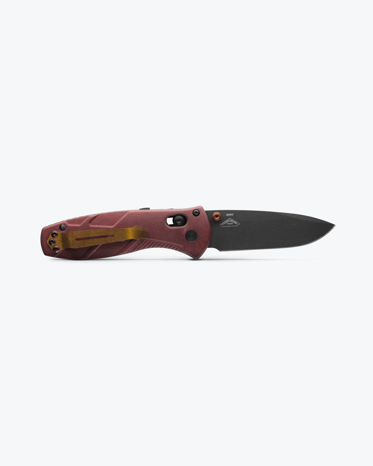 Benchmade Mini Barrage Redstone Assisted Opening - Back View Open | Benchmade Knife Co.