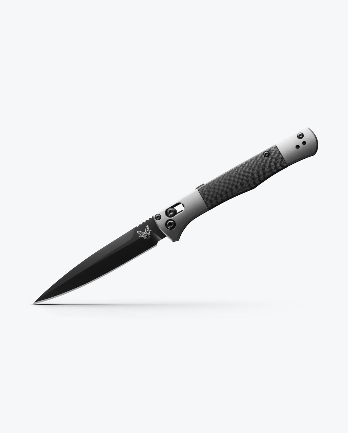 Benchmade Auto Fact Carbon Fiber & Aluminum Stiletto Knife Open - Diagonal View | Benchmade Knife Co.