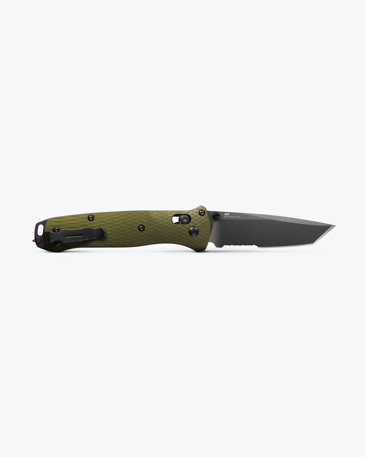 Benchmade Bailout® Woodland Green Aluminum Serrated Knife - Back Open View | Benchmade Knife Co.
