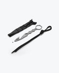 SOCP® Rescue Tool Gray exploded view with sheath and lanyard | Benchmade Knife Co.