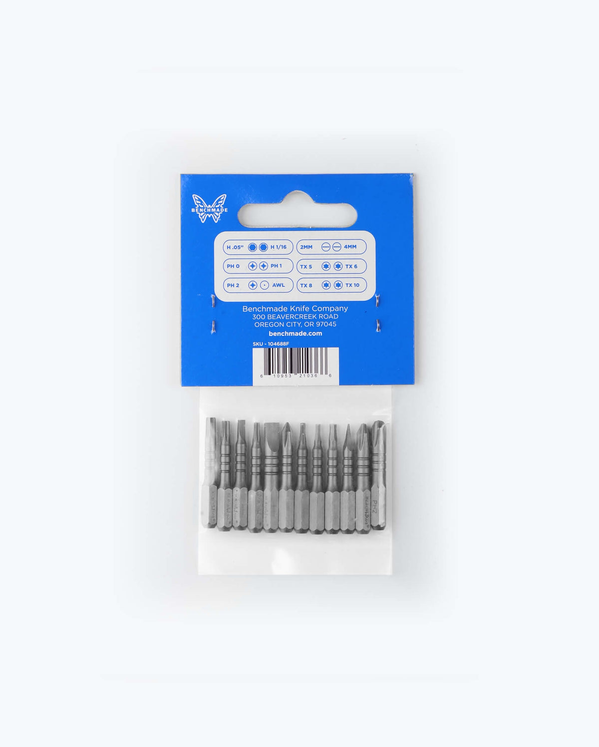 Benchmade Knifesmith Bit Set - Package Back with Torx Size Guide | Benchmade Knife Co.