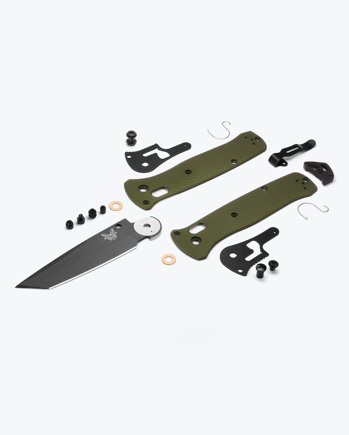 Benchmade Bailout Woodland Green Aluminum - Component Parts Exploded View | Benchmade Knife Co.