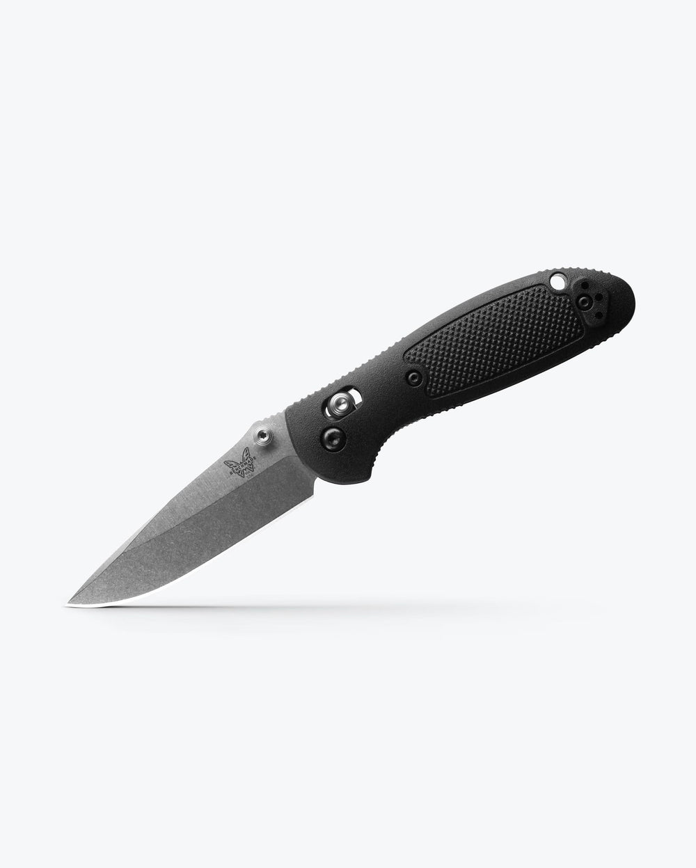 Mini Griptilian® Black Grivory® Drop-point - Angled Open View | Benchmade Knife Co.