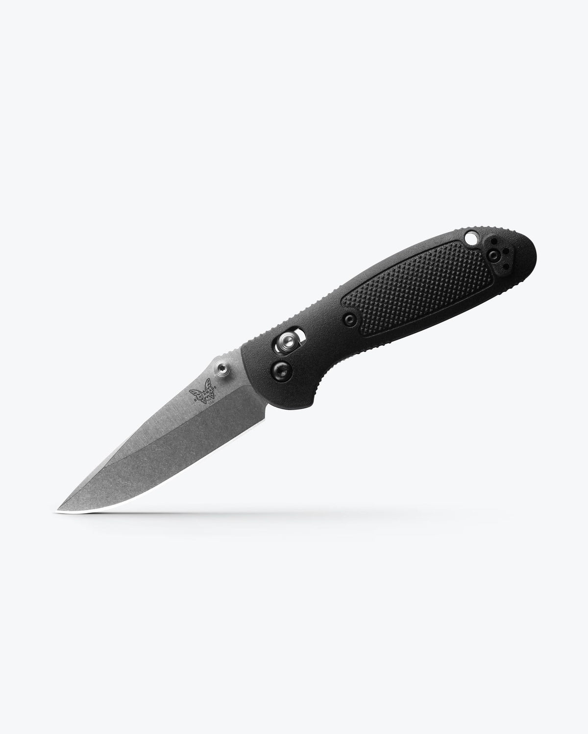 Mini Griptilian® Black Grivory® Drop-point - Angled Open View | Benchmade Knife Co.