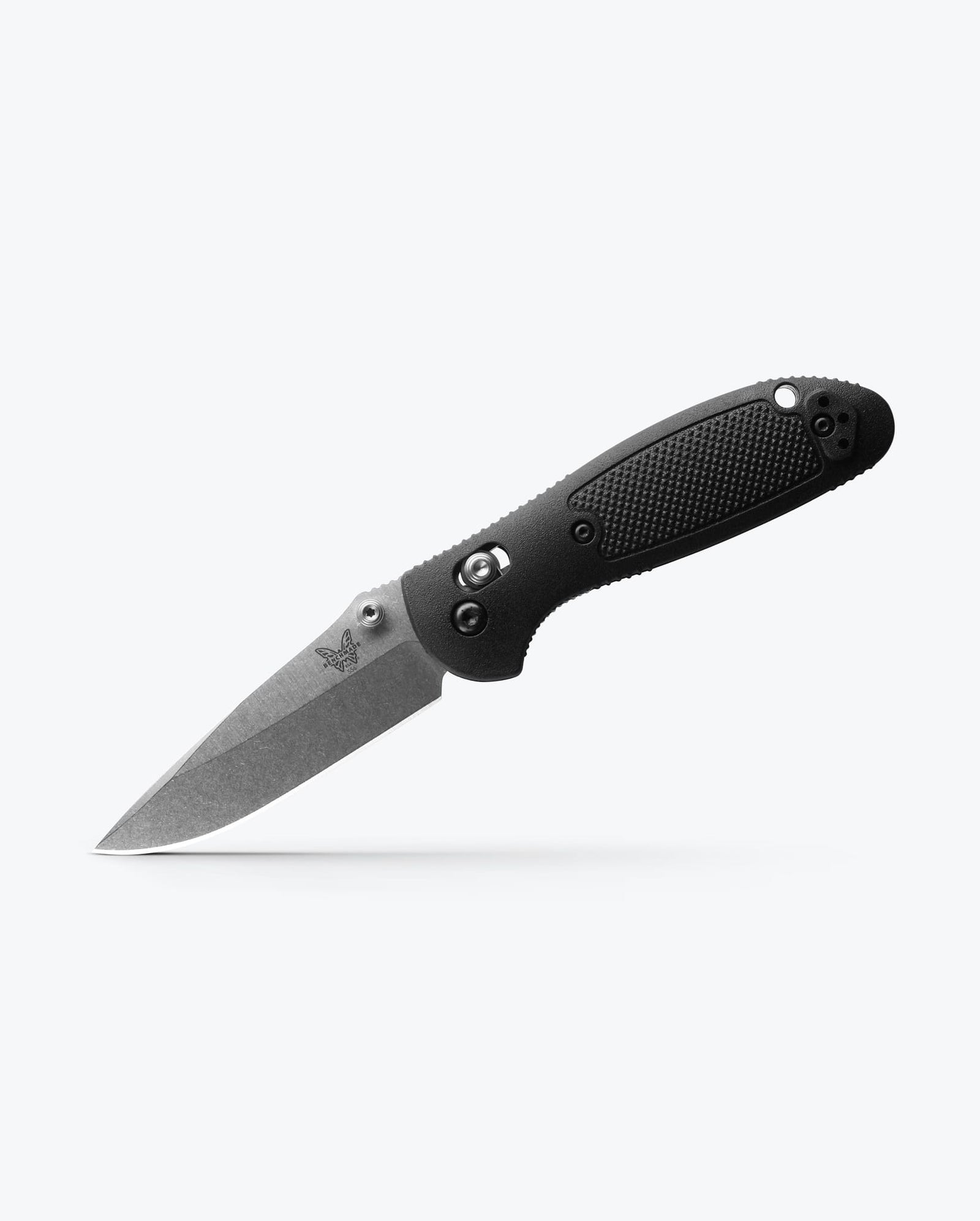 Mini Griptilian® Black Grivory® Drop-point - Angled Open View | Benchmade Knife Co.