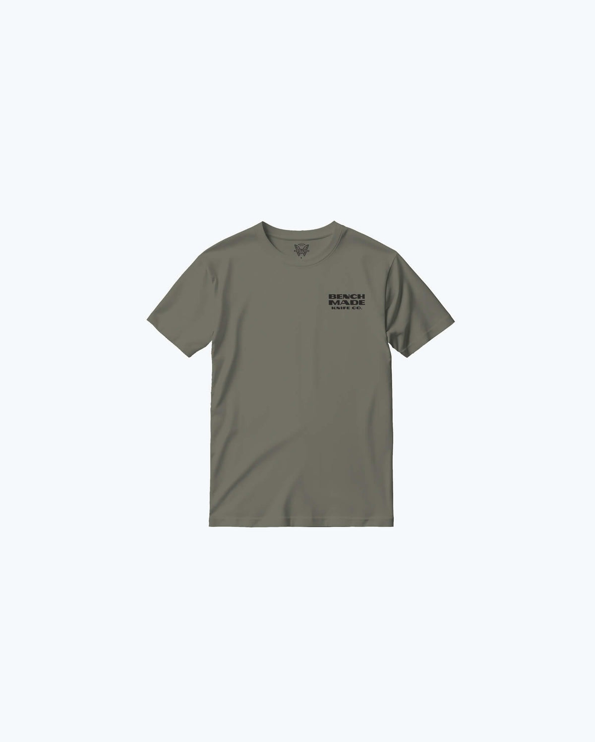 Olive Womens Mallard SS Tee - Flat Lay front view with chest logo | Benchmade Knife Co.