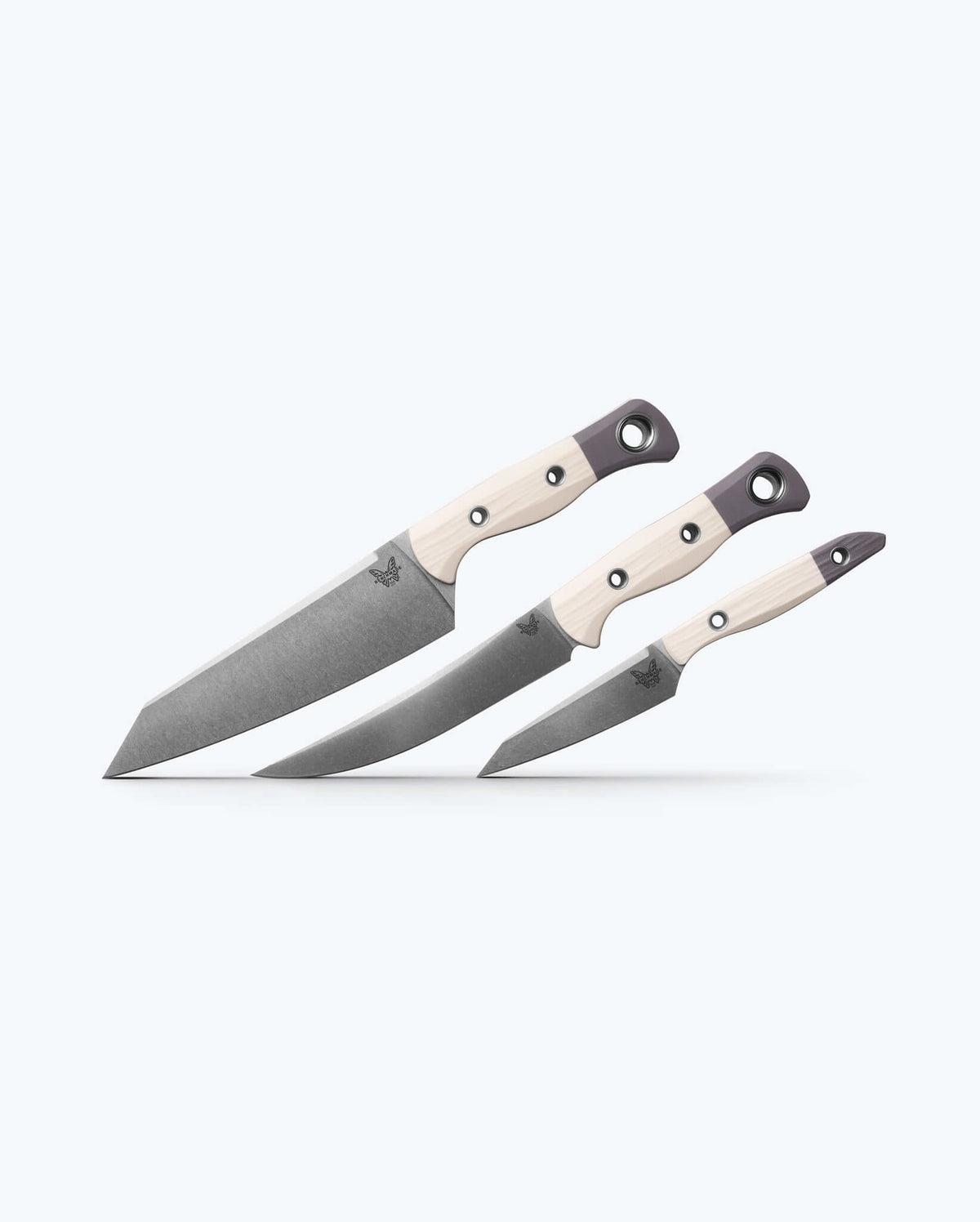 Custom 3 Piece Kitchen Knife Set - Angled Side View | Benchmade Knife Co.