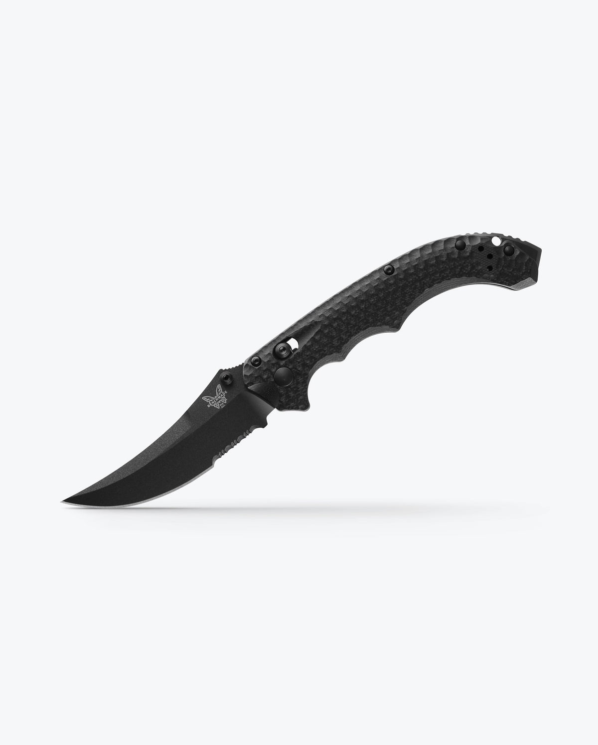 Benchmade Mini Bedlam Black Scimitar - Tactical Knife Angled Profile | Benchmade Knife Co.
