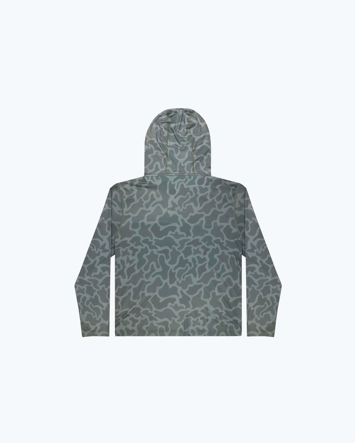 Camo Sun Hoodie Fabric Close-Up - Orange Benchmade Wordmark Detail on Polyester Knit | Benchmade Knife Co.