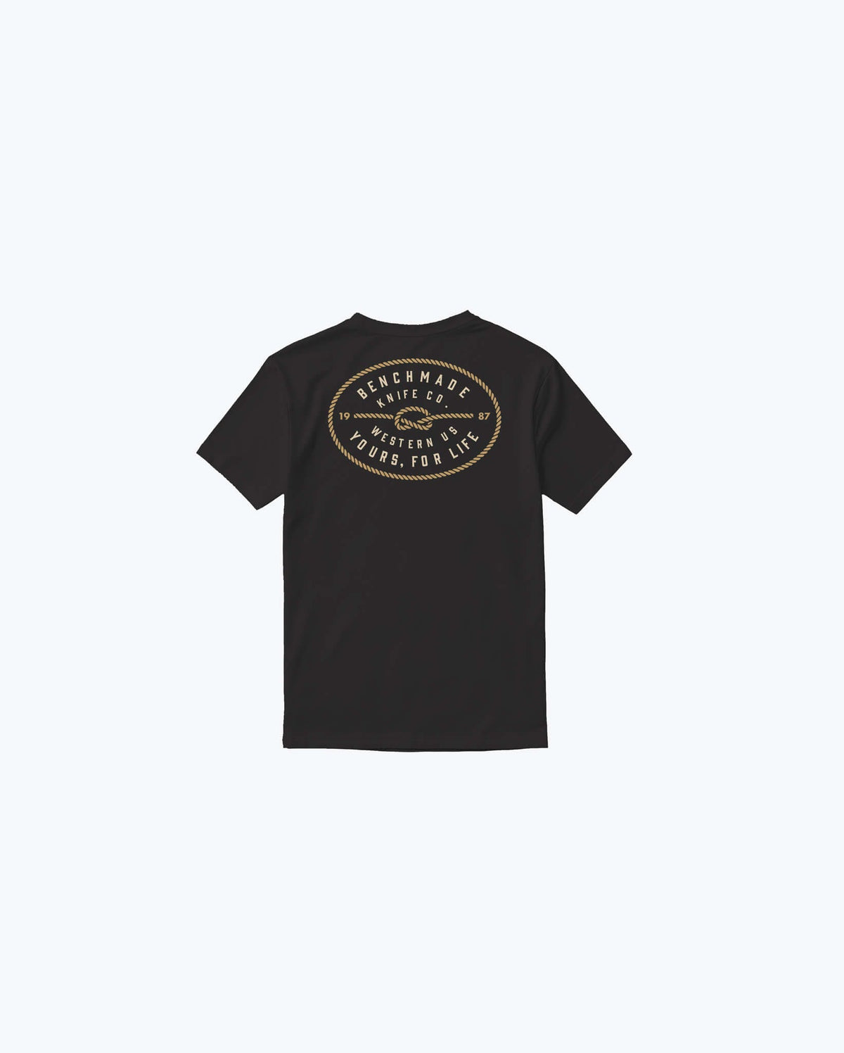 Black Knots SS Tee - Back view showing rope knot graphic design | Benchmade Knife Co.