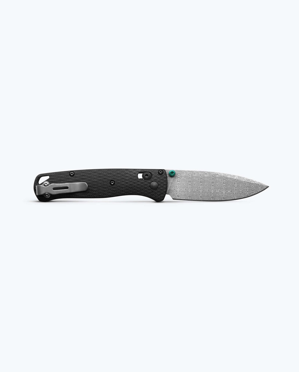 Custom BUGOUT® back view knife opened - Damascus Steel Blade | Benchmade Knife Co.