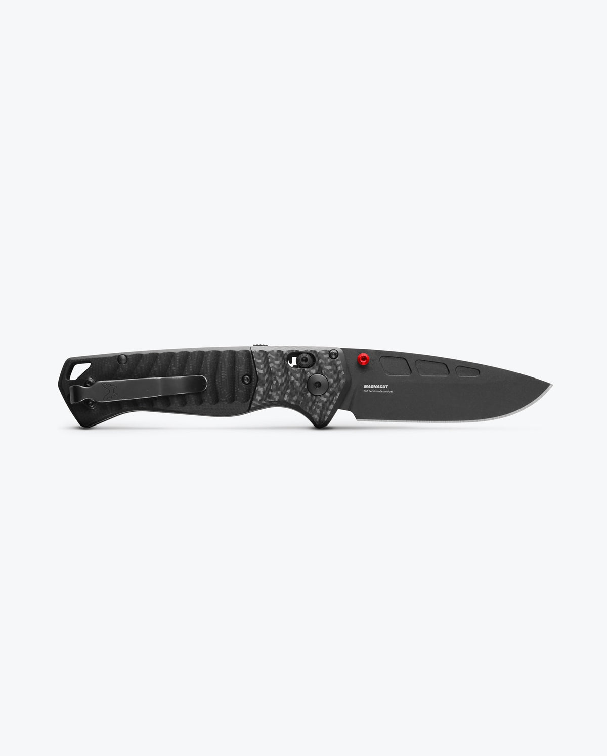 PSK® Carbon Fiber & Black G10 MagnaCut Knife - Back View Open | Benchmade Knife Co.