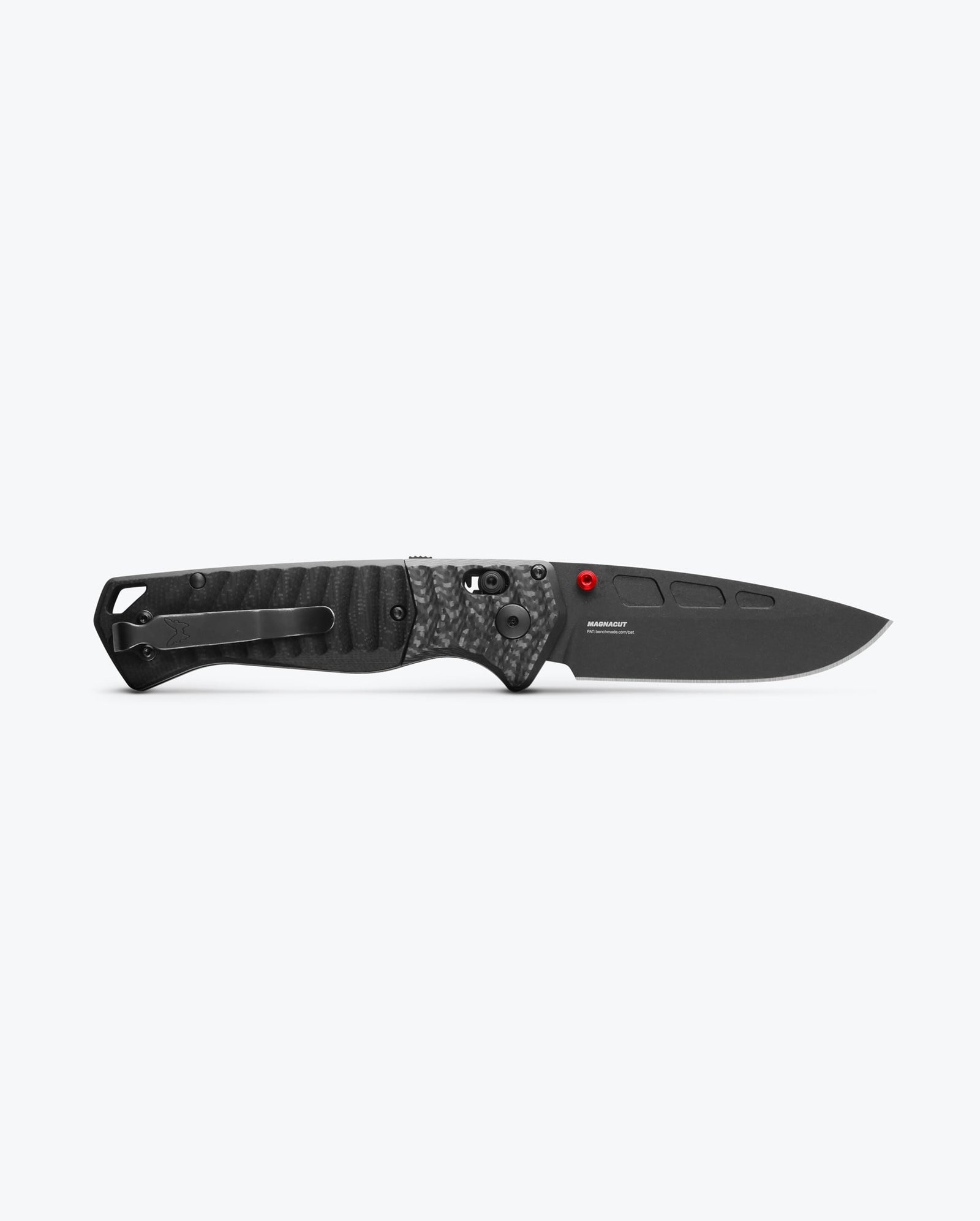 PSK® Carbon Fiber & Black G10 MagnaCut Knife - Back View Open | Benchmade Knife Co.