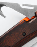Grizzly Creek Stabilized Wood Drop-point - Close-up Gut Hook Detail | Benchmade Knife Co.