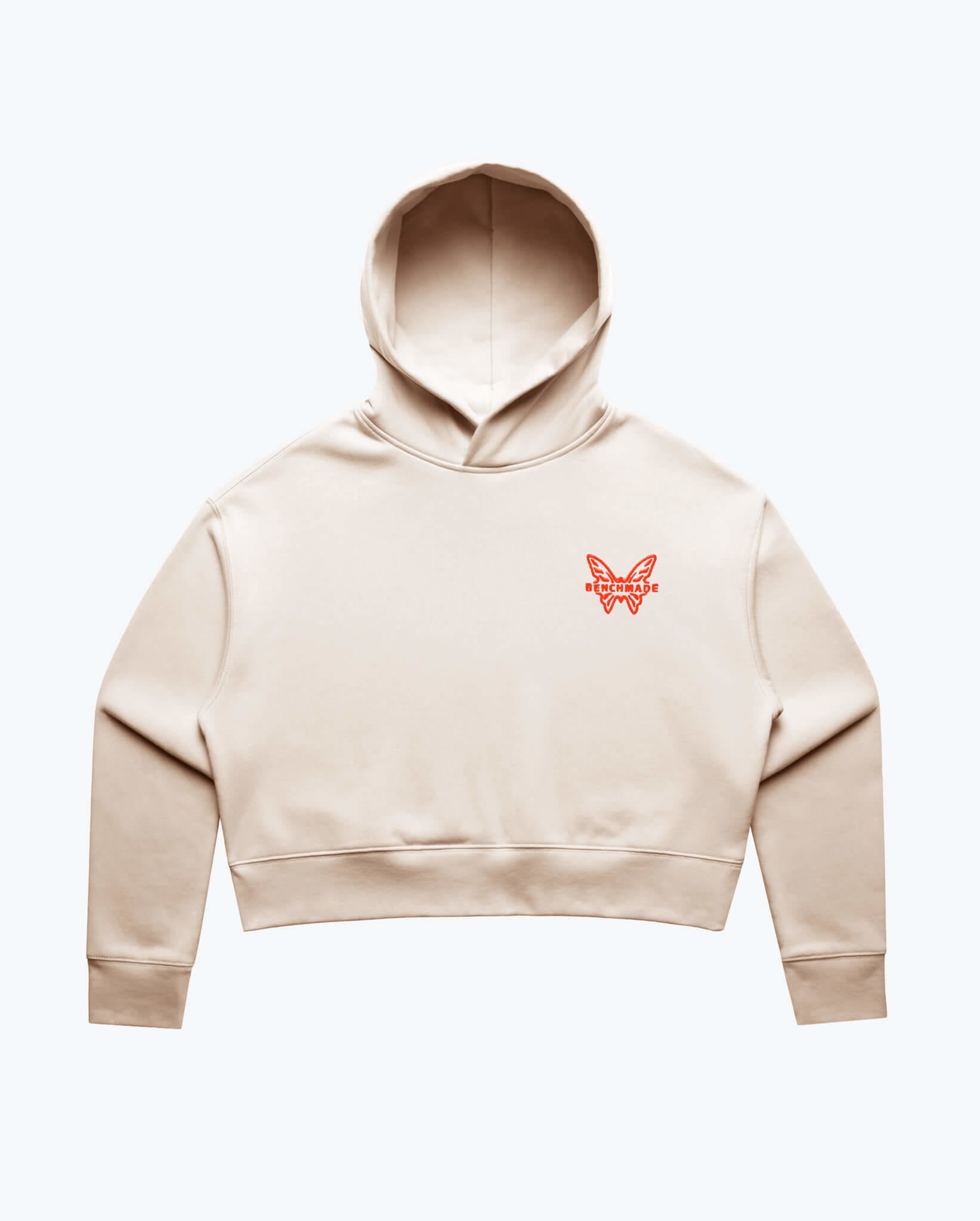 Women's Logo Cropped Pullover Hoodie in Cream | Benchmade