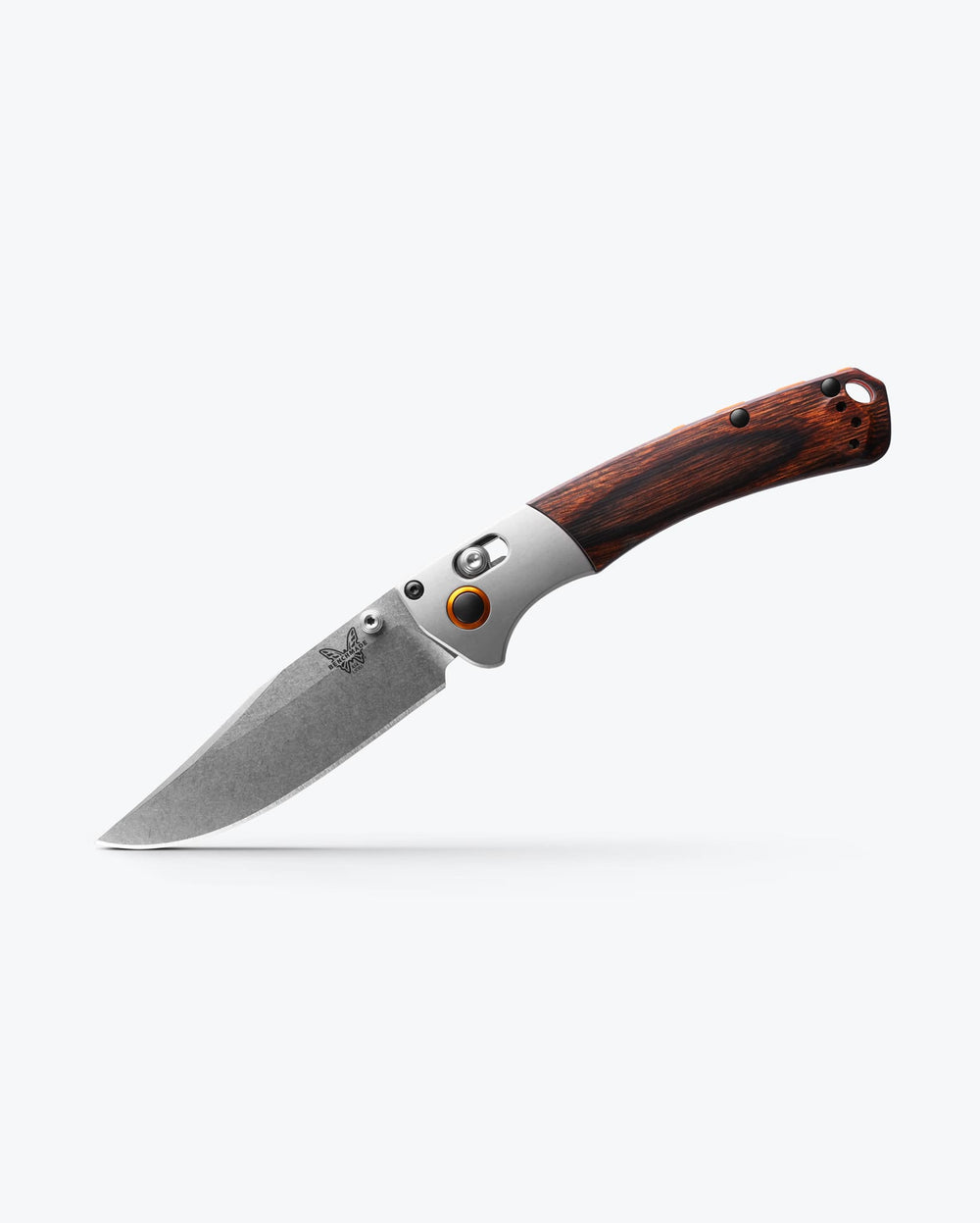 Mini Crooked River Gray Aluminum & Wood Clip-Point Folding Knife - Angled Profile | Benchmade Knife Co.