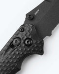 Benchmade Mini Bedlam Black Scimitar - CPM-S90V Steel Detail Close-up | Benchmade Knife Co.