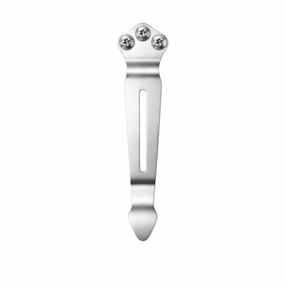 Silver Split Arrow Pocket Clip - Front View | Benchmade Knife Co.