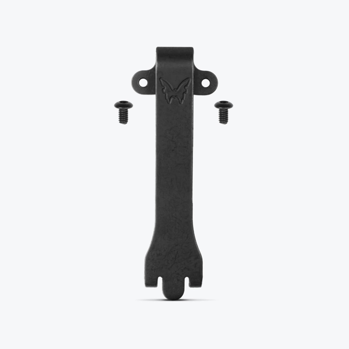 Black Knife Clip Service Kit with Butterfly Logo and Mounting Screws - Front View | Benchmade Knife Co.