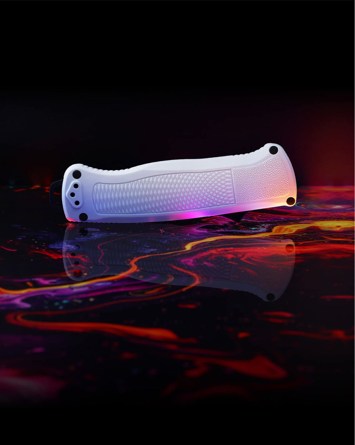 Custom Shootout® White Handle - Closed Position Side View | Benchmade Knife Co.