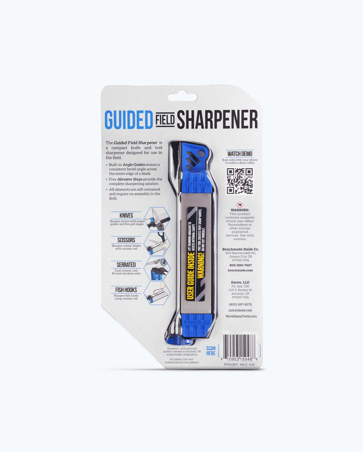 Benchmade Guided Field Sharpener 20° - Packaging Back View | Benchmade Knife Co.
