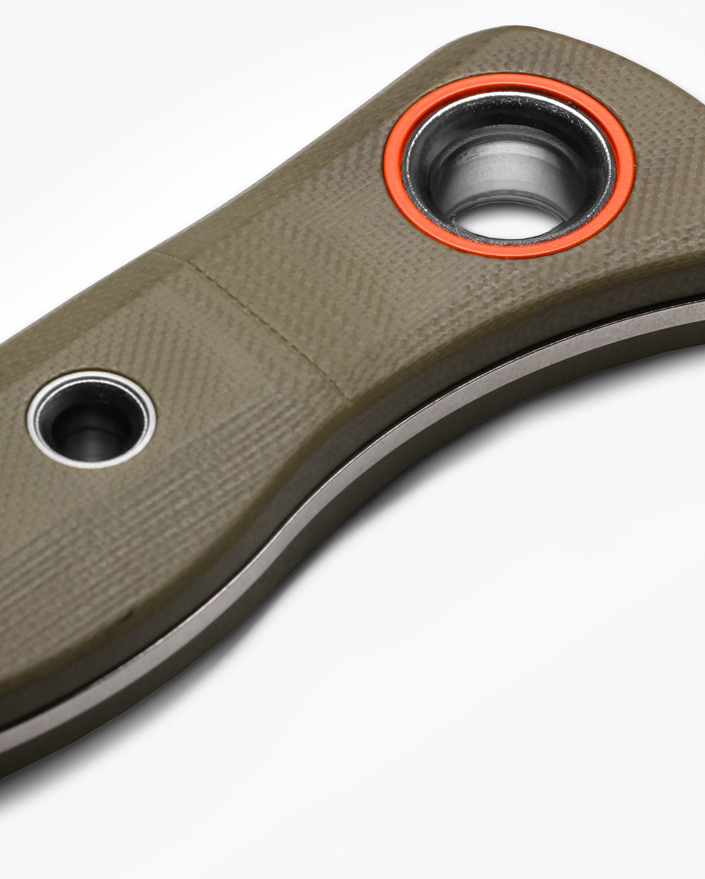 Benchmade Meatcrafter® OD Green G10 Handle Orange Accent Ring - Close-Up Detail | Benchmade Knife Co.