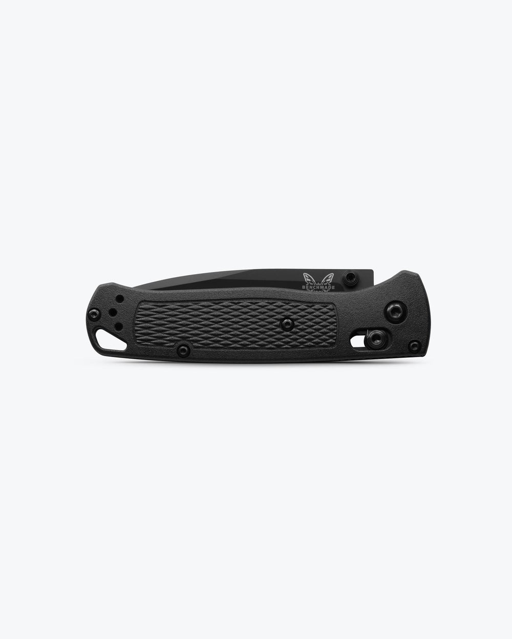 Bugout® CF-Elite® knife closed front view showing carbon fiber handle scales | Benchmade Knife Co.