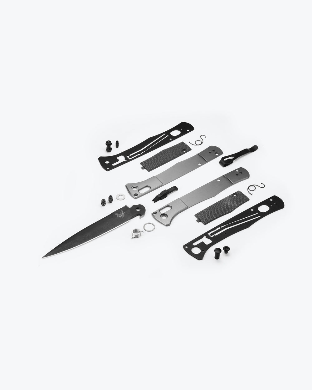 Benchmade Auto Fact Carbon Fiber & Aluminum Knife Components - Exploded Parts View | Benchmade Knife Co.