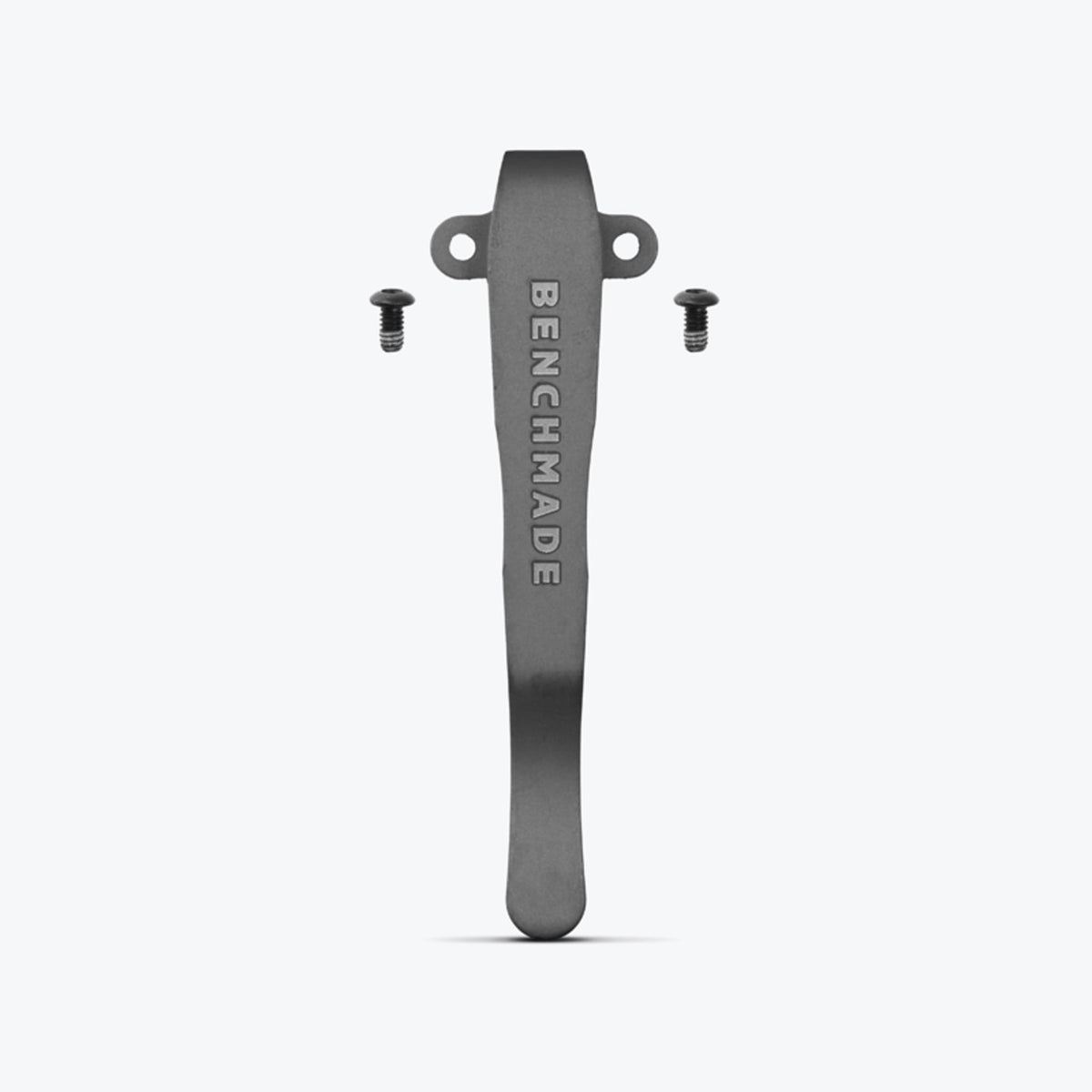 Grey PVD Deep Carry Pocket Clip with Screws - Front View | Benchmade Knife Co.