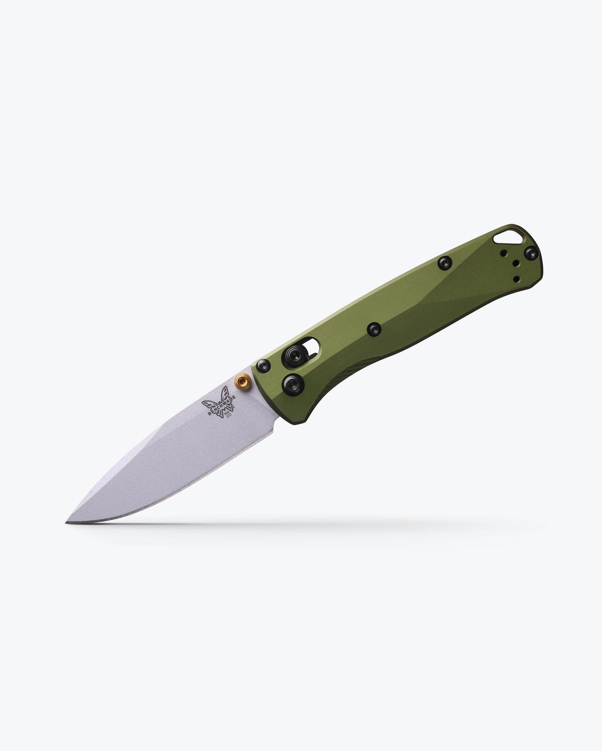 Mini Bugout® Woodland Green EDC Knife - Angled View | Benchmade Knife Co.
