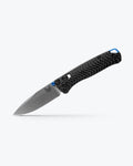 Mini Bugout® Carbon Fiber knife angled, tip down - Open Position | Benchmade Knife Co.